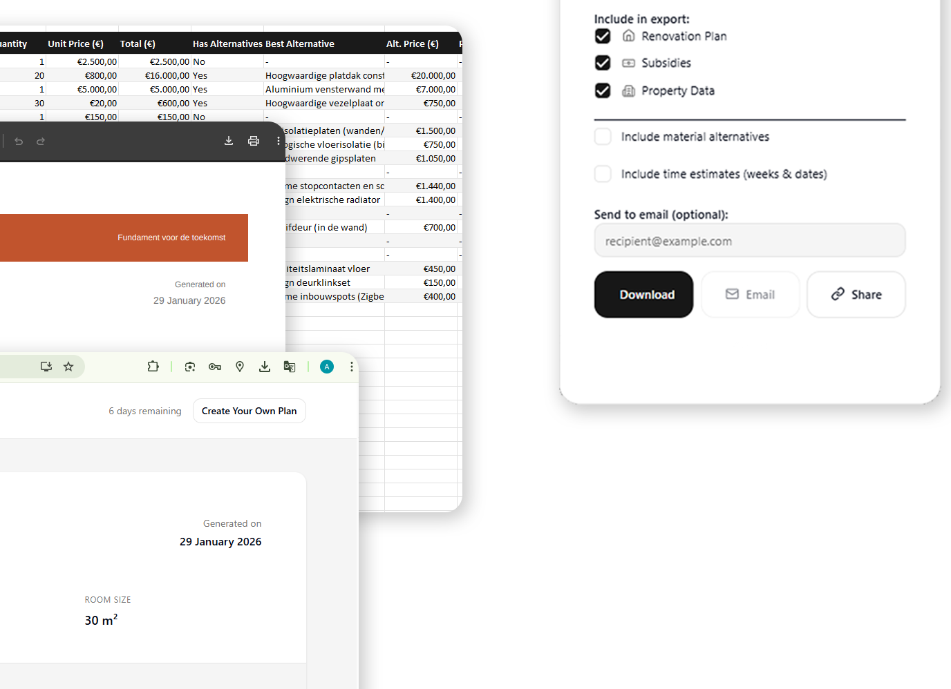 Export formats available